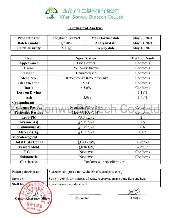 Sonwu Supply Natural Sexual Enhancement Tongkat Ali Extract Capsule