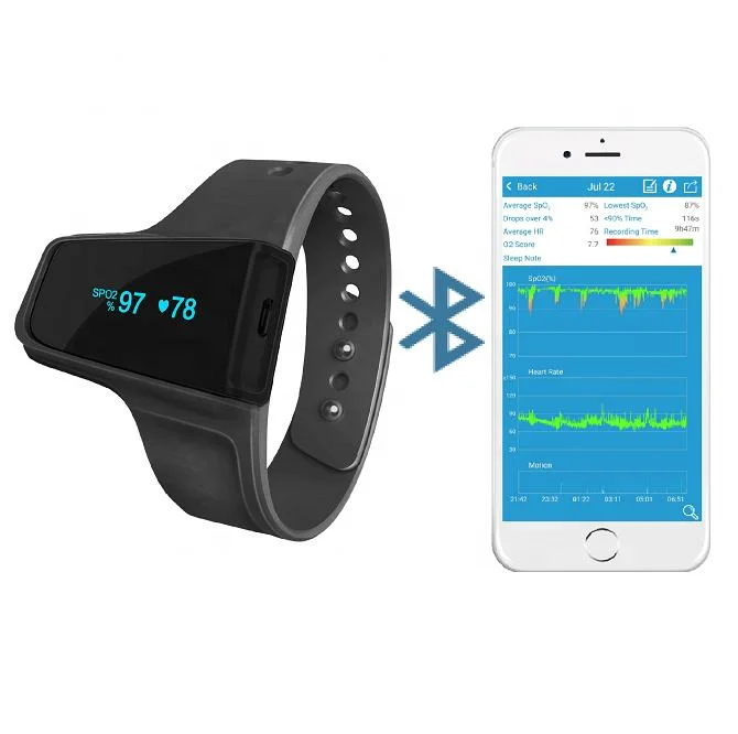 Manufacture Price Wrist Sleep Wireless Oximeter with PC Report Continuous Pulse Monitor with CE&FDA