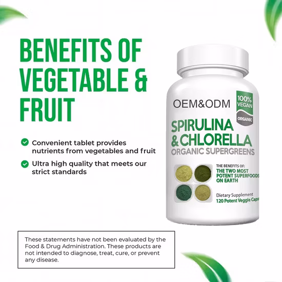 Comprimés de spiruline bio Superfood Nop d'approvisionnement en usine de marque privée